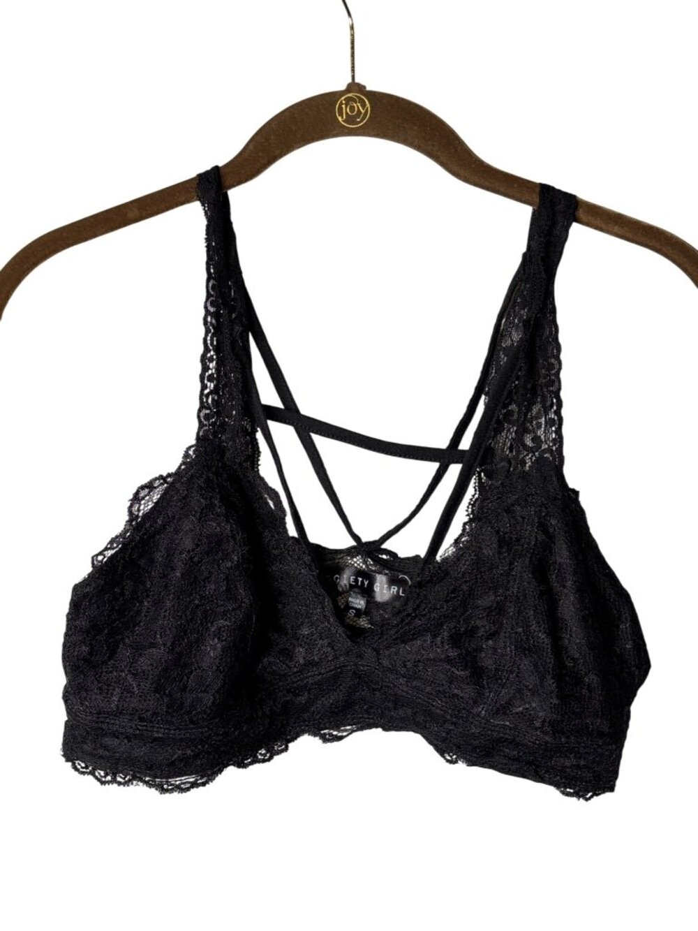 Society Girl Bralette Size S Black Lace Strappy